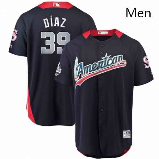 Mens Majestic Seattle Mariners 39 Edwin Diaz Game Navy Blue American League 2018 MLB All Star MLB Jersey